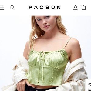 Green satin tank top